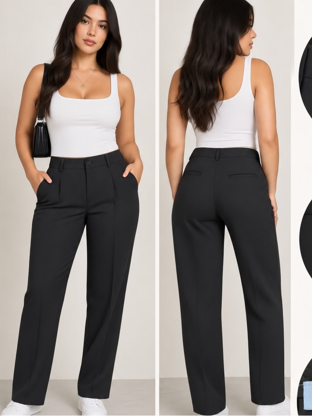 ANTONIO MELANI Black Straight-Leg Women's Trousers